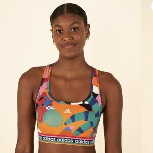 Adidas / Farm Rio medium-support bra bold green / better scarlet